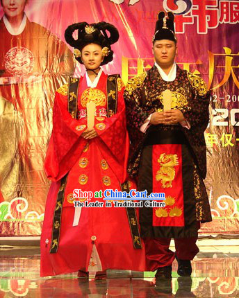 Ancient Korean Empress and Emperor Costumes 2 Sets