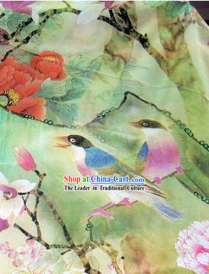 Chinese Bird and Flower Silk Fabric