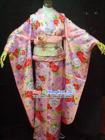 Traditional Japanese Kimono Costumes and Headpiece