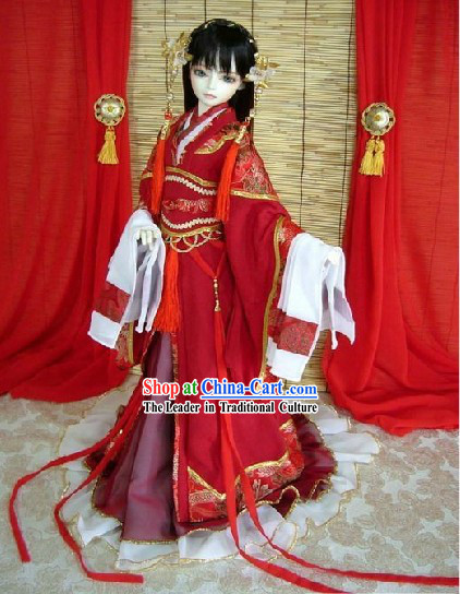 Chinese Red Lunar New Year Costume and Hair Accessories
