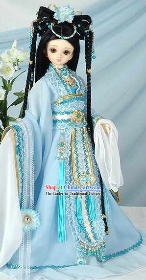 Ancient Chinese Princess Headpiece and Costumes Complete Set