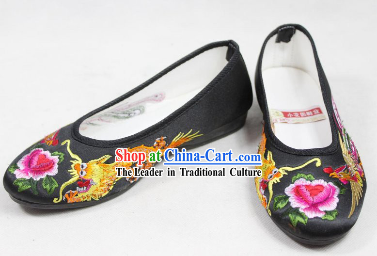 Chinese Classic Hanfu Dragon Phoenix Embroidery Shoes