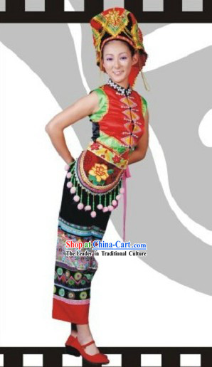 Traditional Chinese Yi Ethnic Dance Costume for Women