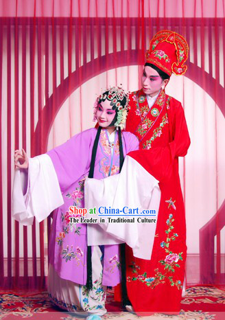 Peking Opera Wedding Costumes 2 Sets for Men and Women