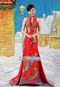 Stunning Chinese Wedding Embroidered Phoenix Evening Dress