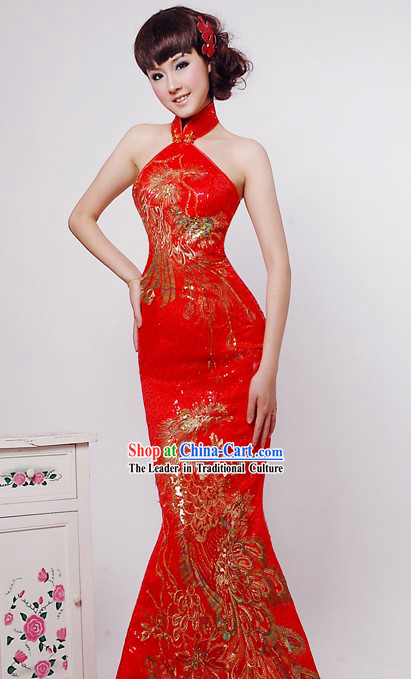 Lucky Red Phoenix Wedding Dress for Girl