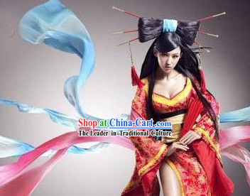 Internet Games Liao Zhai Sexy Beauty Costumes and Wig Complete Set