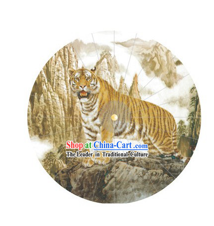 Chinese Hand Made Tiger Decoration Umbrella