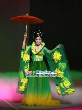 Chinese Folk Umbrella Dancing Costume Set for Women