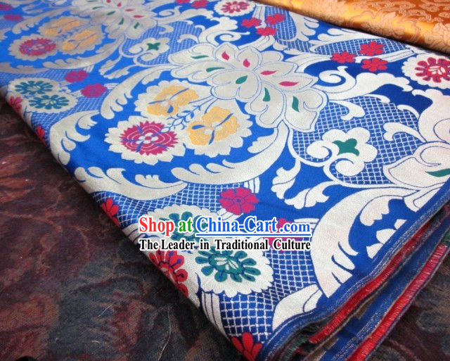 Chinese Traditional Blue Brocade Fabric