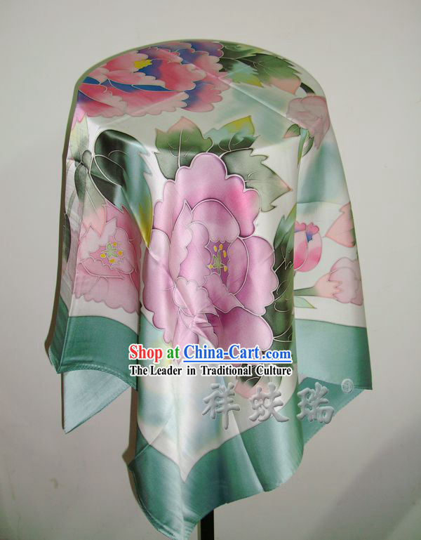 Chinese Rui Fu Xiang Silk Flower Scarf for Women