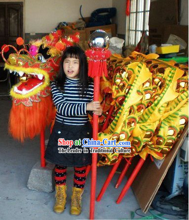 Traditional Chinese Golden Armor Dragon Dance Costume Complete Set for Children