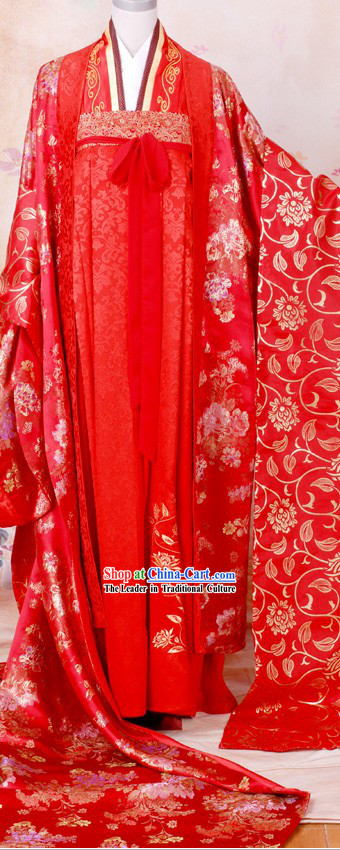 Ancient Chinese High Waist Wedding Dress Complete Set for Brides
