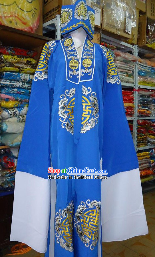 Chinese Beijing Opera Lao Sheng Embroidered Flower Robe