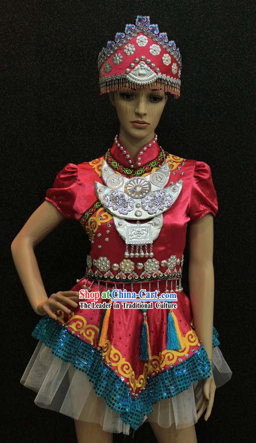 Traditional Chinese Ethnic Minority Clothing and Hat for Women