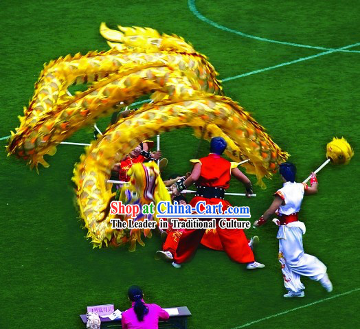 Lightweight Golden Net Dragon Dance Costume Complete Set