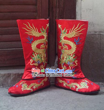 Traditional Embroidered Dragon Hanfu Wedding Boots