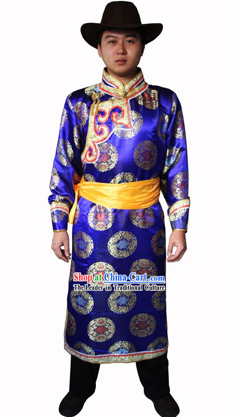 Traditional Mongolian Clothing and Hat for Men