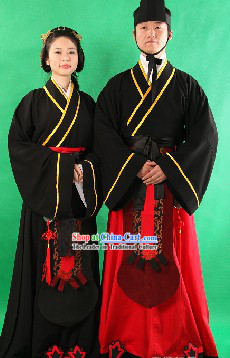 Ancient Chinese Lover Clothing Two Complete Sets for Men and Women