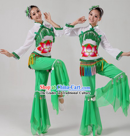 Chinese Ribbon Dance Costume and Headpiece for Women