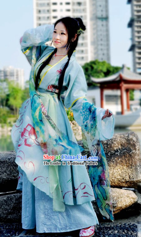 Ancient Chinese Lotus Fairy Lady Costumes