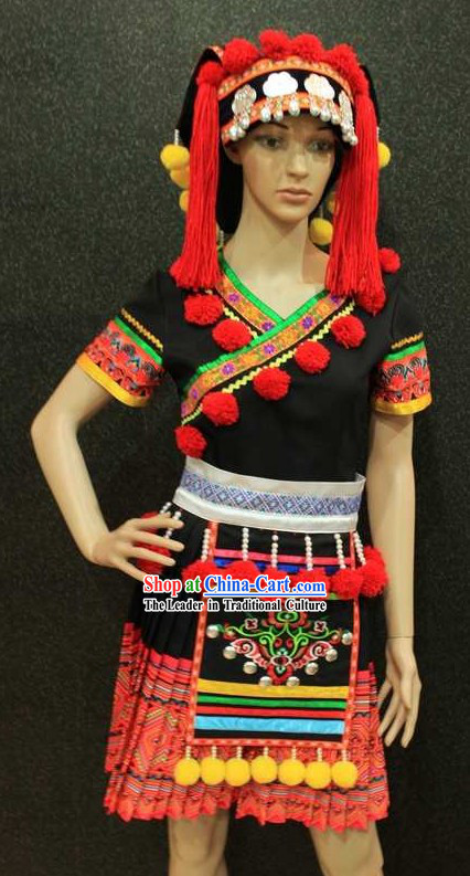 Traditional Chinese Minority Dance Costumes and Hat