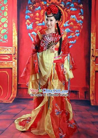 Ancient Chinese High-ranked Imperial Concubine Costume and Hair Accessories