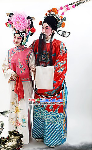 Chinese Beijing Opera Costumes and Headpiece for Men and Women