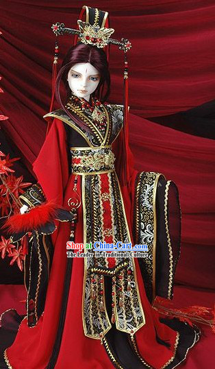 Chinese Prince BJD Halloween Costume Wedding Dress and Hat Complete Sets for Bridegroom