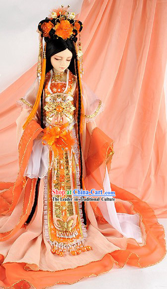 Ancient Chinese Imperial Princess Costumes, Hair Accessories and Long Wig Complete Set