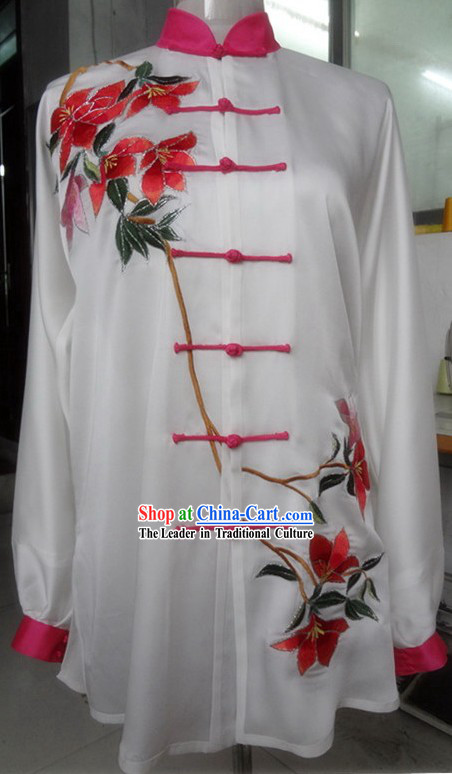Supreme Embroidered Flower Gong Fu Competition Blouse and Pants Complete Set