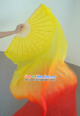 Chinese Silk Flame Color Transition Dance Fan