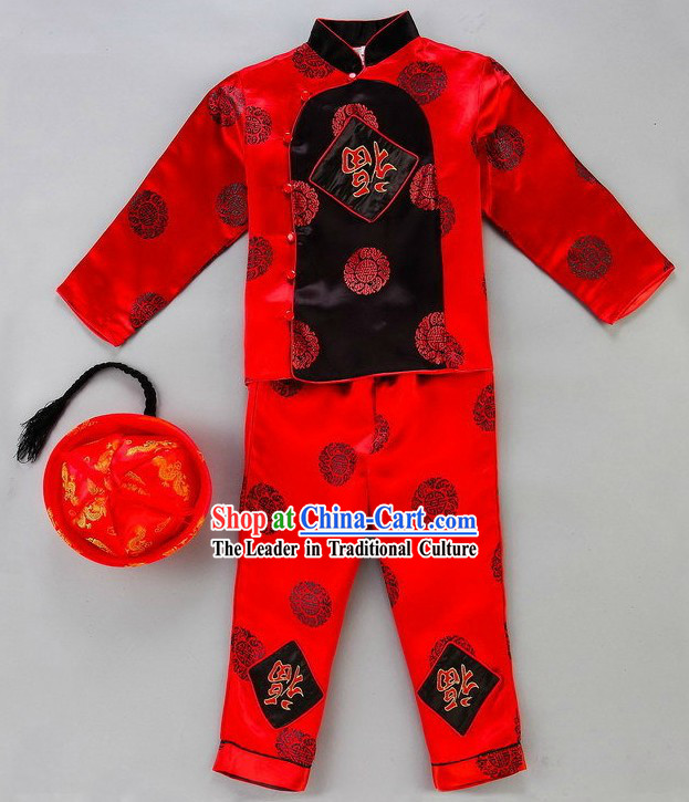 Happy Chinese New Year Dance Costumes and Hat for Kids