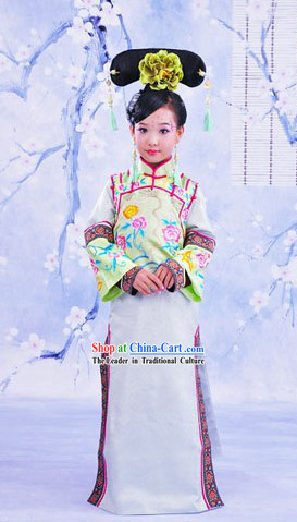 Traditional Chinese Imperial Princess Clothing and Headpiece for Children