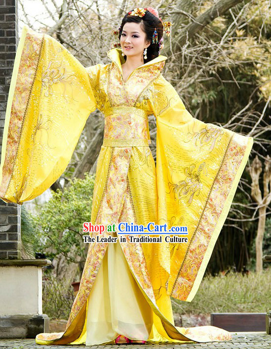 Ancient Chinese Golden Empress Costume Complete Set