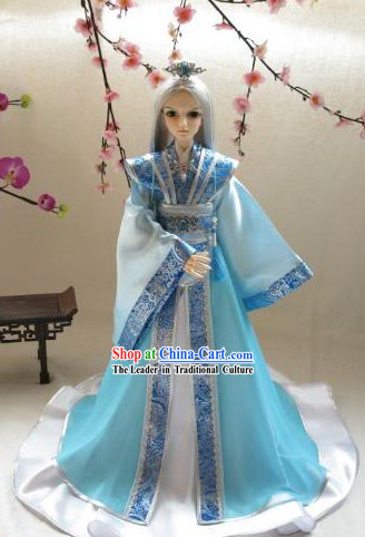 Ancient Chinese Blue and White Hanfu Clothing for Men