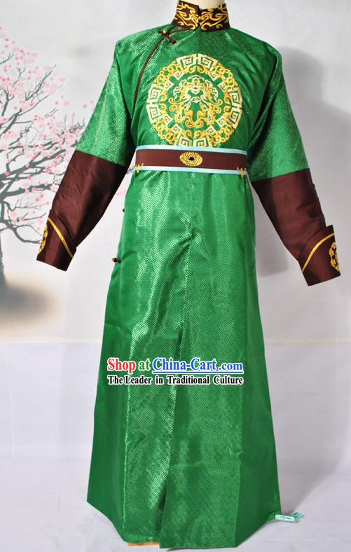 Ancient Chinese Green Prince Embroidered Dragon Costumes