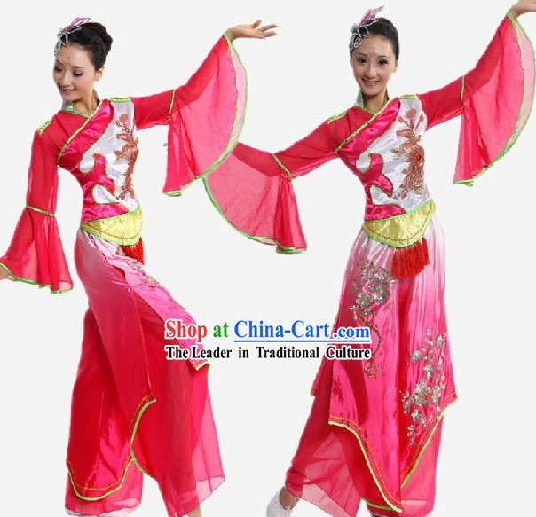 Chinese Classical Fan Dance Wide Sleeve Dance Costume for Women
