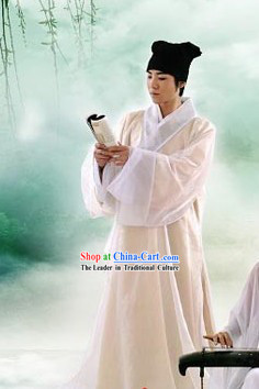 Ancient Chinese Student Costume and Hat for Men