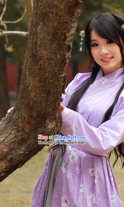 Ancient Chinese Hanfu Style Purple Clothing for Girls
