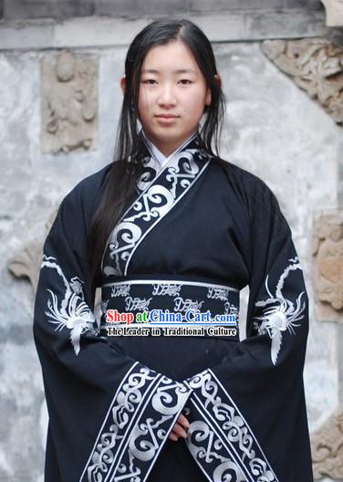 Ancient Chinese Black Empress Phoenix Clothing for Lady