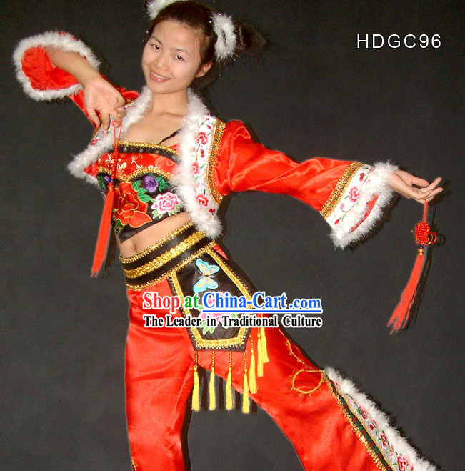 Flying Snowflakes Chinese New Year Yangge and Fan Dance Costume