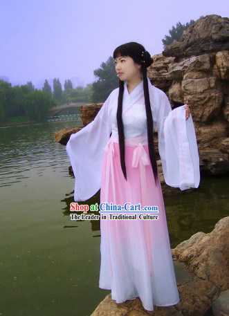 Ancient Chinese White Hanfu Costumes for Lady
