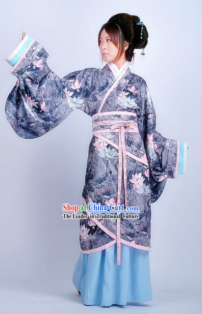 Traditional Chinese Lotus Beauty Hanfu Clothes for Lady