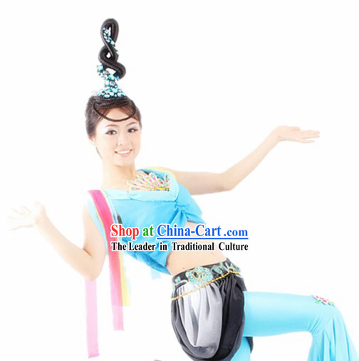 Traditional Chinese Palace Dance Costumes and Headwear for Women