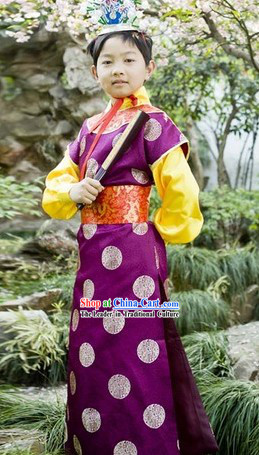 Dream of Red Chamber Jia Baoyu Costumes and Necklace for Boys
