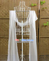 4 Meters Long Pure White Ancient Silk Cape to Go with Hanfu