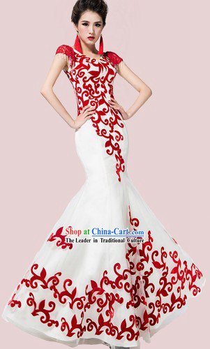 Long Custom-made Chinese Modern Wedding Evening Dress