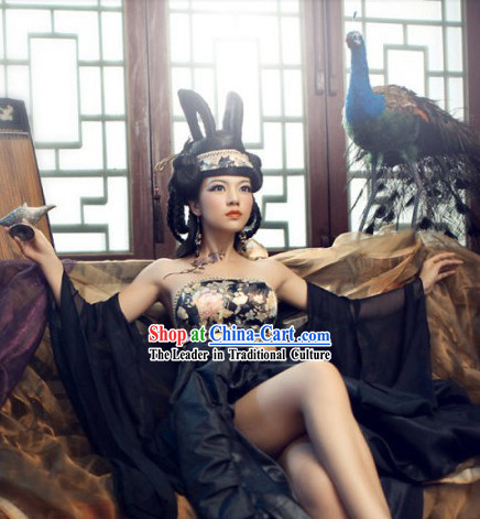 Ancient Chinese Sexy Female Costumes Accessories and Headdress Complete Set