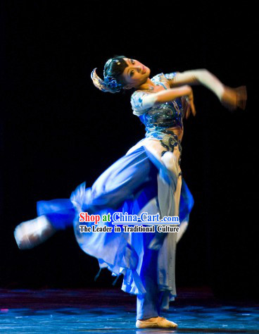 Chinese Classical Dance Costumes and Headdress Complete Set for Women